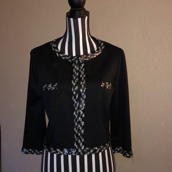 Steve Madden Preppy Academia Mob Soft Goth Wife Black Sequin Cardigan Sweater - Picture 1 of 10